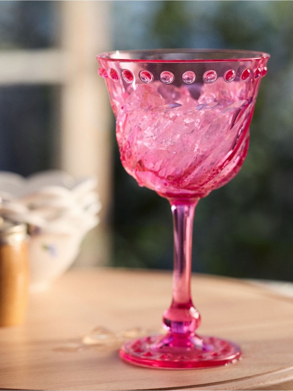 new 1 Anthropologie Esther Raspberry Pink Acrylic Wine Glass